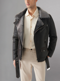 Men’s Aviator Dark Brown Leather Shearling Jacket