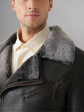 Men’s Aviator Dark Brown Leather Shearling Jacket