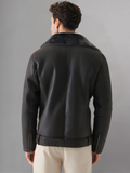 Men’s Aviator Dark Brown Leather Shearling Jacket