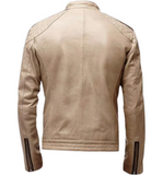 Men’s Biker Beige Color Leather Jacket