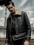 Men’s Black Motorbike Shearling Jacket