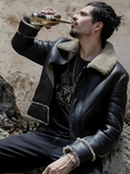 Men’s Black Motorbike Shearling Jacket