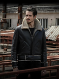 Men’s Black Motorbike Shearling Jacket