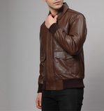 Men’s Bronze Bomber Leather Jacket