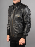 Men's Camo Skull Bomber Leather Jacket