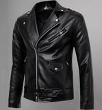 Men's Classic Police Style Coat Sheep Leather Motorcycle Jacket
