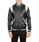 Men's Dantee Black Leather Varsity Jacket