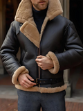 Men's Dark Brown B3 RAF Aviator Sheepskin Shearling Leather Jacket