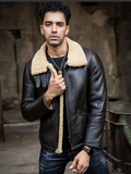 Men’s Dark Brown Leather Shearling Jacket