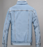 Men's Fleece Lined Jean Jacket Winter Sherpa Windbreaker Cotton Denim Trucker Jacket