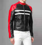 Men's Genuine Lambskin Leather Jacket Slim fit Moto Biker jacket