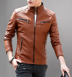 Men's Leather Jacket Stand Collar Motorcycle Jacket