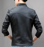 Men's Leather Jacket Stand Collar Motorcycle Jacket