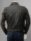 Men's Olive Suede Trucker Jeans Leather Jacket