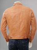 Men's Olive Suede Trucker Jeans Leather Jacket