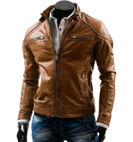 Men's Purple Motorcycle Biker Vintage Retro Cafe Racer Genuine Leather Jacket