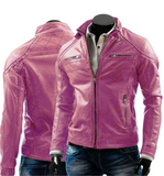 Men's Purple Motorcycle Biker Vintage Retro Cafe Racer Genuine Leather Jacket