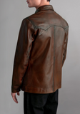 Men’s Stylish Cafe Racer Biker Distressed Brown Leather Jacket