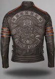 Men's biker SKULL LEATHER JACKET BLACK
