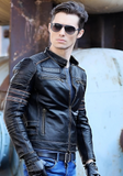 Men's biker SKULL LEATHER JACKET BLACK
