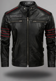 Men's biker SKULL LEATHER JACKET BLACK
