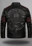 Men's biker SKULL LEATHER JACKET BLACK
