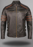 Men's biker SKULL LEATHER JACKET BLACK
