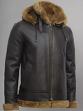 MensB3DetachableShearlingSheepskinHoodFlightLeatherWinterFurJackets