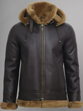 MensB3DetachableShearlingSheepskinHoodFlightLeatherWinterFurJackets