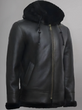 MensB3DetachableShearlingSheepskinHoodFlightLeatherWinterFurJackets