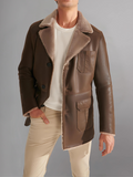 Mens B3 Shearling Bomber Jacket Military Pilot Fur Coat