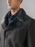 Mens B3 Shearling Bomber Jacket Military Pilot Fur Coat