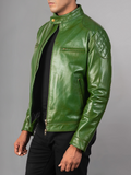 Mens Bike Racer Black Leather Jacket
