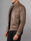 Mens Bike Racer Black Leather Jacket
