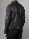 Mens Bike Racer Black Leather Jacket
