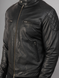 Mens Bike Racer Black Leather Jacket
