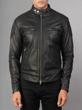 Mens Bike Racer Black Leather Jacket
