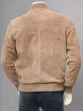 Mens Biker Distressed Suede Camel Leather Jacket