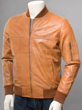 Mens Biker Distressed Suede Camel Leather Jacket