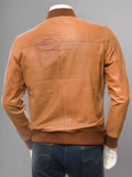 Mens Biker Distressed Suede Camel Leather Jacket