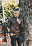 Mens Biker Leather Jacket Vintage Genuine Leather
