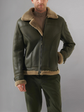 Mens Black B3 Air Force Pilot Aviator Shearling Sheepskin Jacket