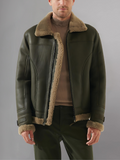 Mens Black B3 Air Force Pilot Aviator Shearling Sheepskin Jacket