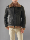 Mens Black B3 Air Force Pilot Aviator Shearling Sheepskin Jacket