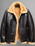 Mens Black B3 Bomber Shearling Fur Sheepskin Jacket Coat