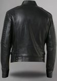 Mens Black Bomber Quilted Leather fashion Stylish Jacket