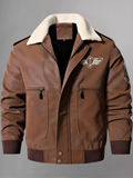 Mens Black Shearling Fur Sheepskin Motorcycle Jacket