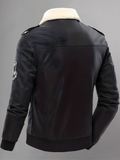 Mens Black Shearling Fur Sheepskin Motorcycle Jacket