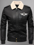 Mens Black Shearling Fur Sheepskin Motorcycle Jacket