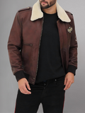 Mens Black Shearling Fur Sheepskin Motorcycle Jacket